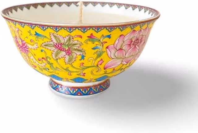 Candle Up Soul Bowl Yellow Lotus Floral Candle in Multicolour