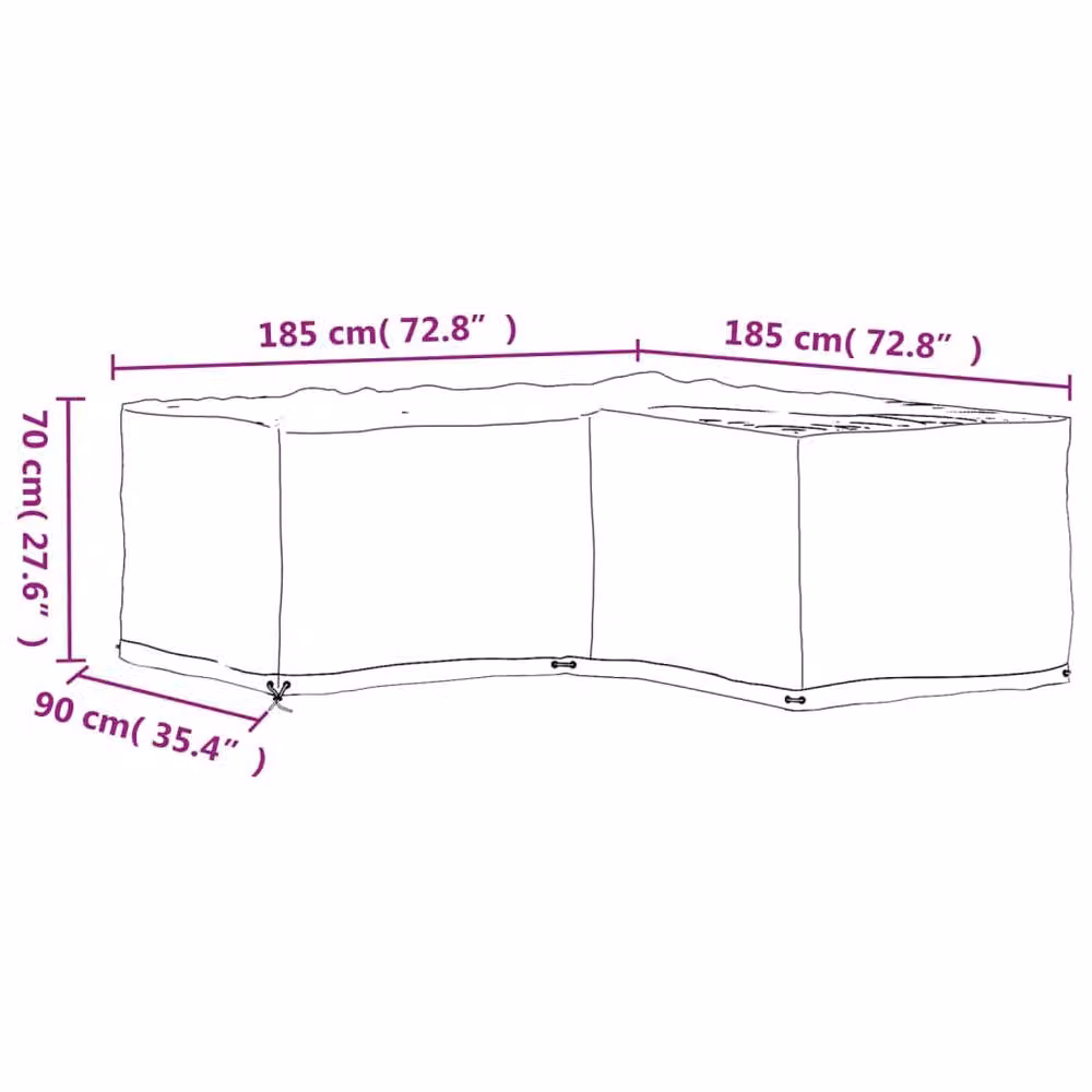 Berkfield Home L-Shaped Garden Furniture Cover in Black, W/D/H: 185 x 185 x 70 cm – 4