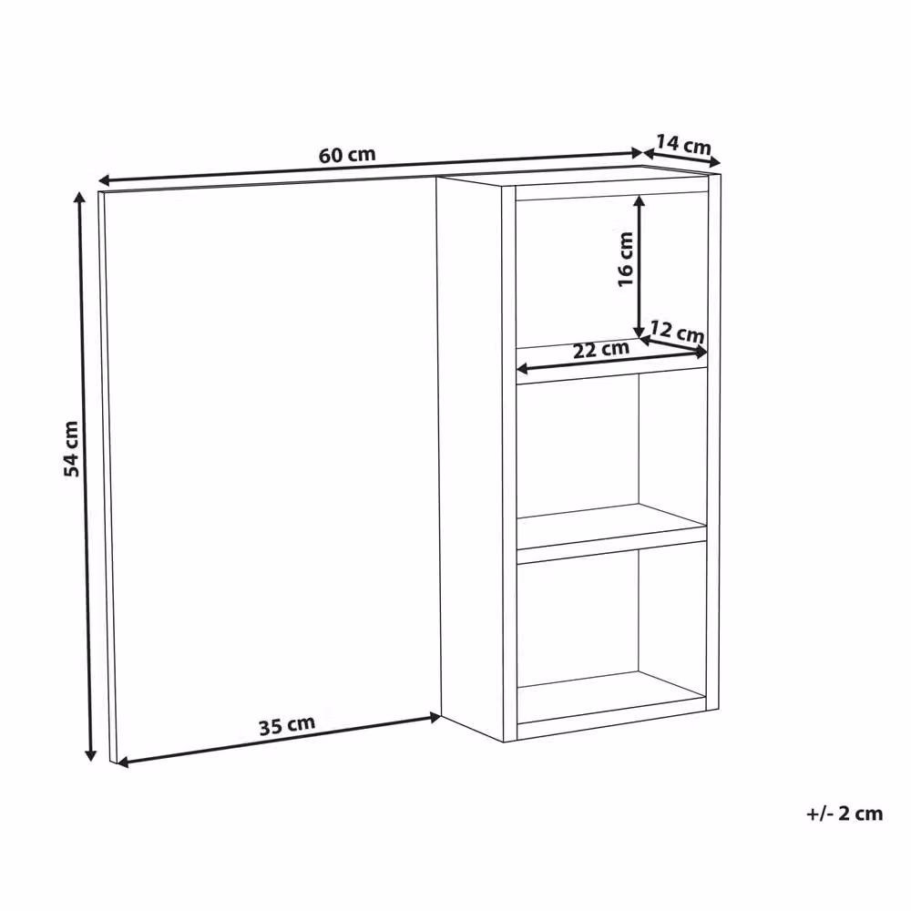 Wyld and Coco Black Wall Mounted Bathroom Mirror and Shelves W: 60 cm, D: 14 cm, H: 54 cm – 3