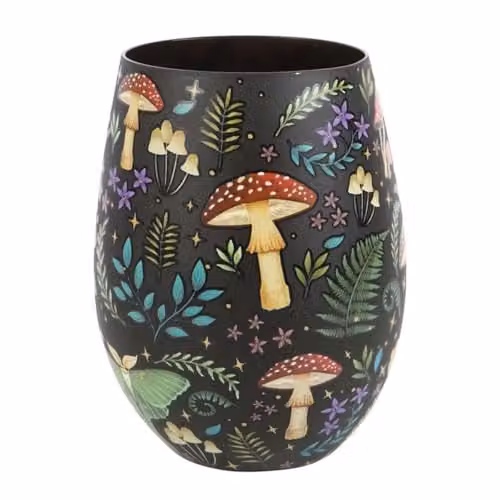 Something Different Wholesale Dark Forest Print Stemless Wine Glass in Multicolour and Black – 1