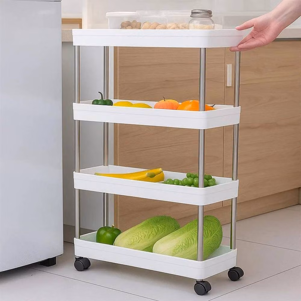 Kelvenix 4 Tier Slim Slide Out Storage Cart in White – 2