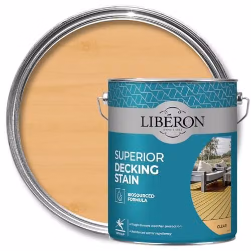 Libéron Superior Decking Stain Clear 5L for Weatherproof Exterior Wood – 1