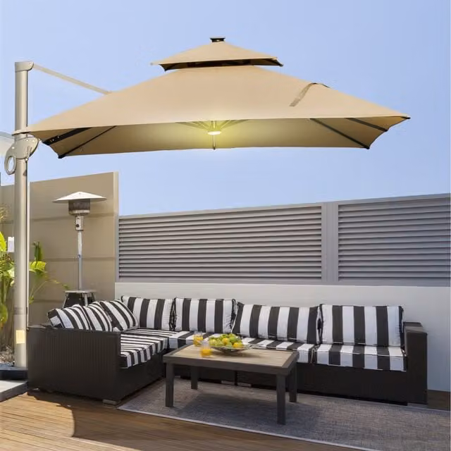 Outsunny Roma Cantilever Parasol, Khaki