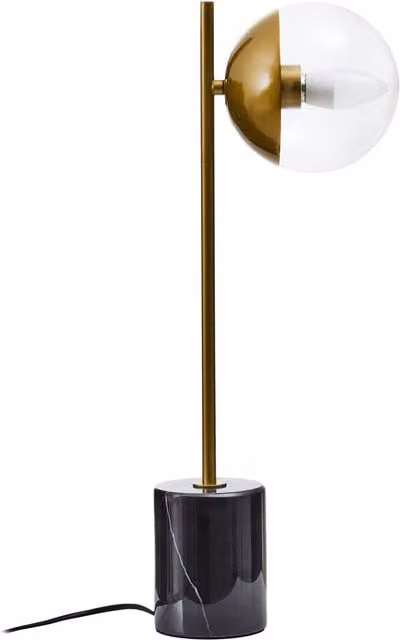 Orsina Modern Metal and Marble Table Lamp in Gold with Transparent Glass Sphere
