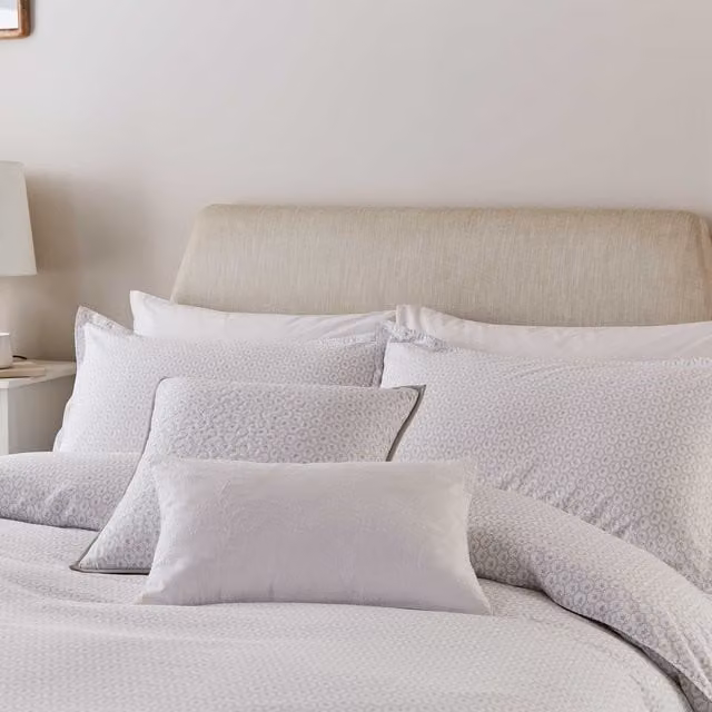 Murmur Florin Floral Cotton Percale Duvet Cover and Pillowcase Set, Beige, W: 180 cm, H: 200 cm