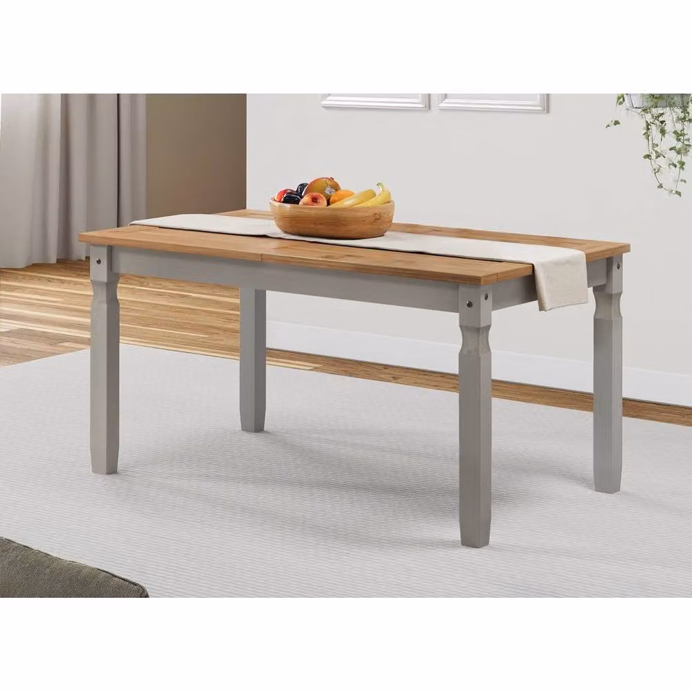 FORGEVIO Grey Waxed Pine Rectangular Dining Table – 2