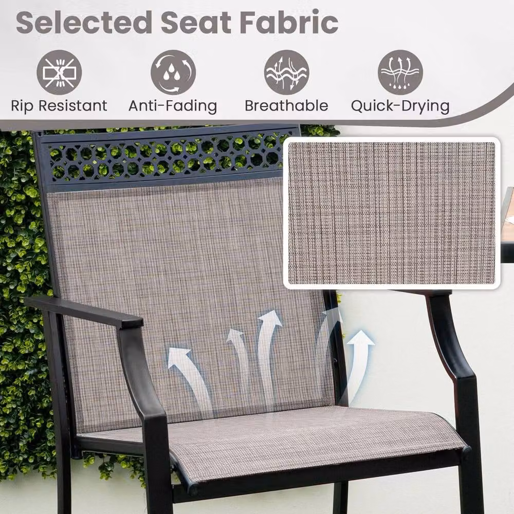 Havendro Set of 2 Modern Fabric and Metal Counter Height Bar Stools in Matt Black – 4