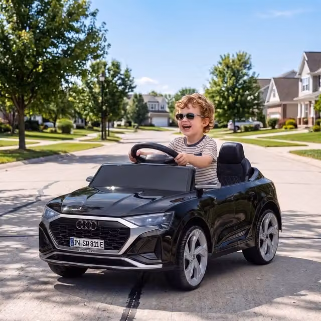 AIYAPLAY Audi Licensed 12V Kids Electric Ride-On Car with Remote Control, Black