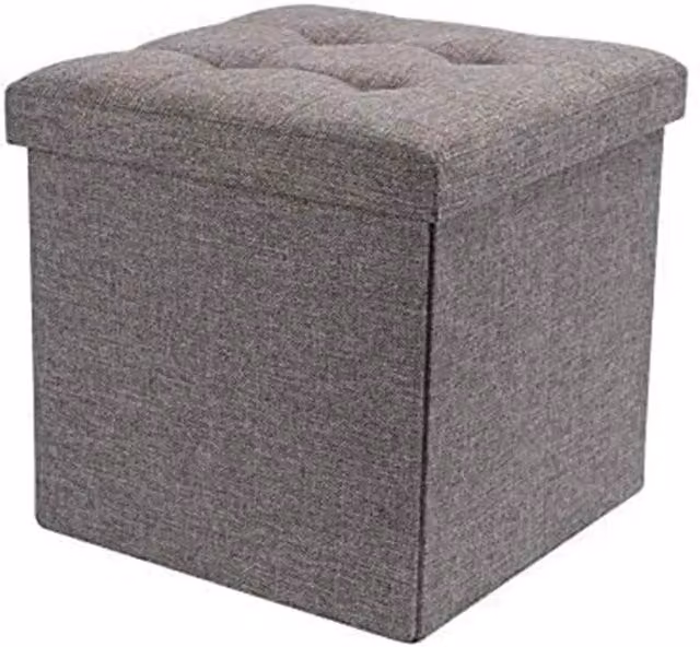 PAWNORA Extra Large Ottoman Storage Seat in Grey, W/D/H: 38 x 38 x 38 cm – 1