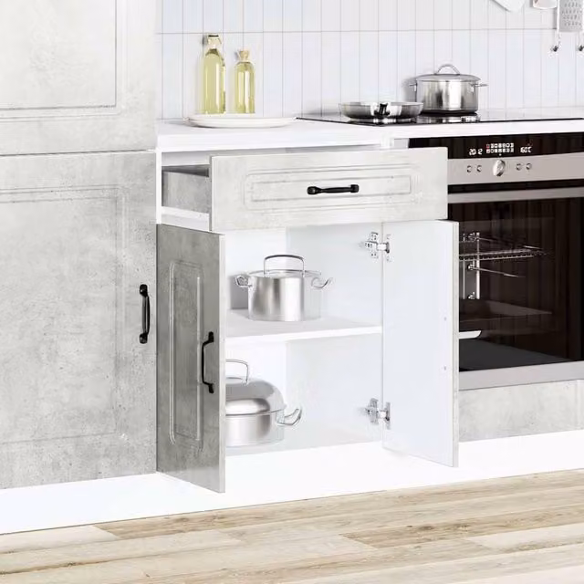 Berkfield Home Kalmar Kitchen Base Cabinet in Concrete Grey MDF