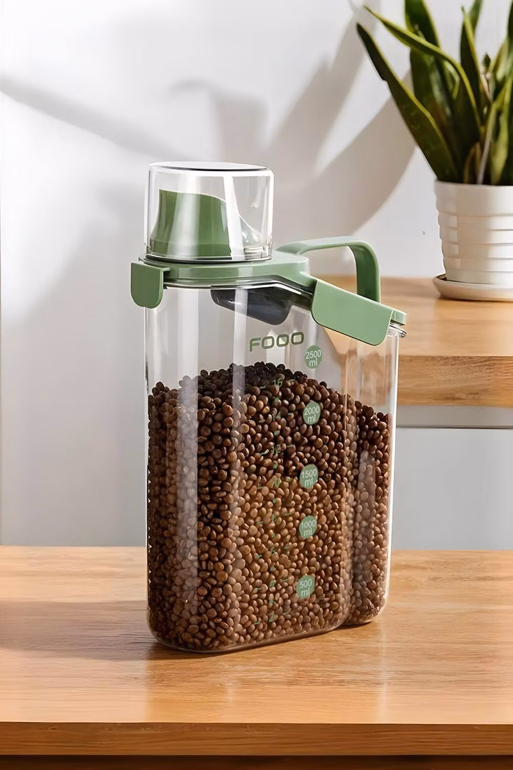 Living and Home Airtight Cereal and Dry Food Storage Container with Measuring Cup, 2.8 l, Green – 5