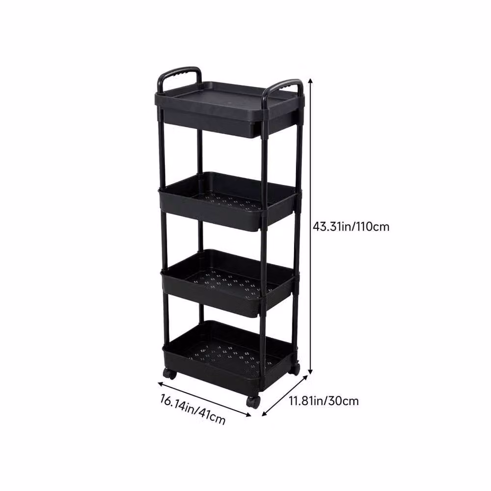 EONLION 4-Tier Kitchen Storage Utility Cart on Wheels in Black – 2