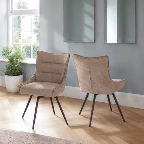 Seconique Lewis Swivel Chair Pair in Fawn Fabric – 1