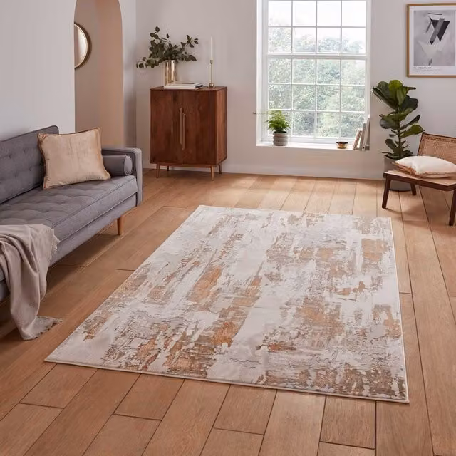 Terrys Apollo GR579 Modern Abstract Machine Woven Yarn Rug in Bronze, Grey and Multicolour
