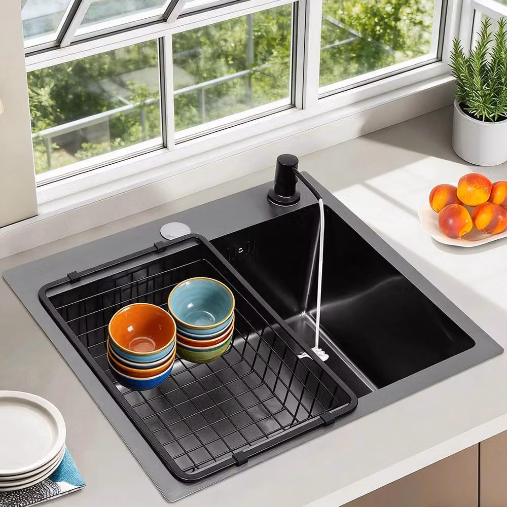 Ventryn Black Stainless Steel Single Bowl Undermount Kitchen Sink – 6