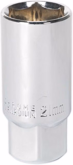 Loops 21mm Spark Plug Socket, 1/2 Inch Sq Drive, Silver Chrome Vanadium Steel