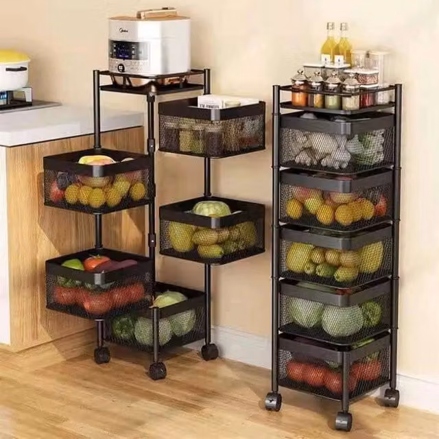EONLION Black 6 Tier Rotating Kitchen Storage Trolley – 1