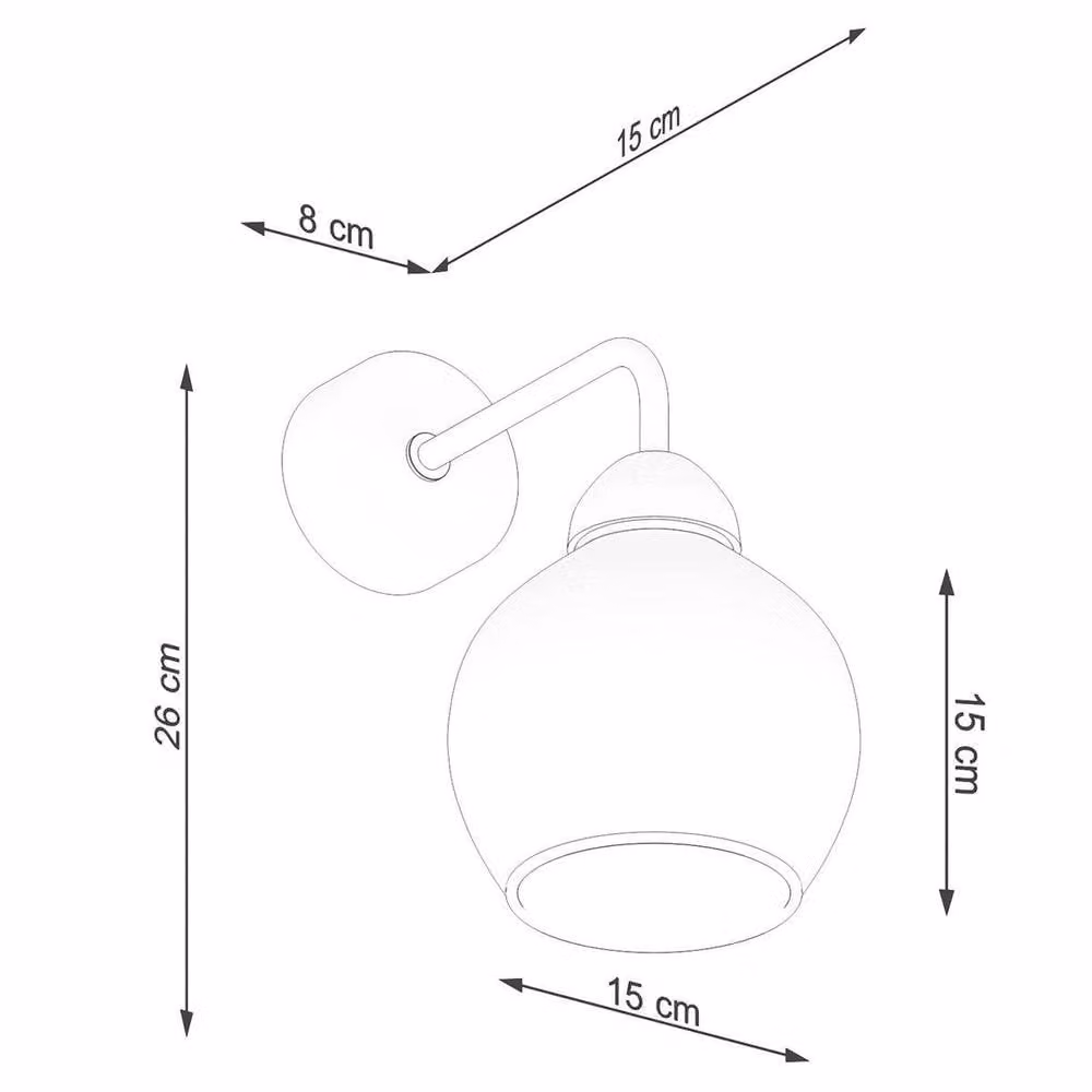 Sollux Lighting Modern Black Wall Lamp with Transparent Glass Sphere, H 26 cm x W 15 cm x D 15 cm – 4