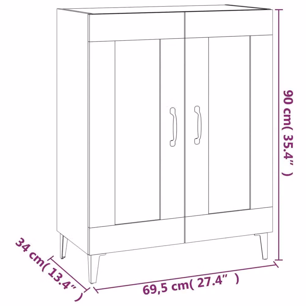 Berkfield Home Sonoma Oak Sideboard in Brown, W/D/H: 69.5 x 34 x 90 cm – 3