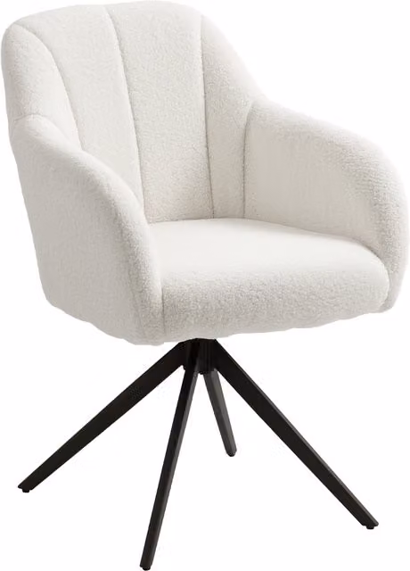 HOMCOM 360 Degree Swivel Accent Chair in White Teddy Fleece Fabric with Steel Legs – 1