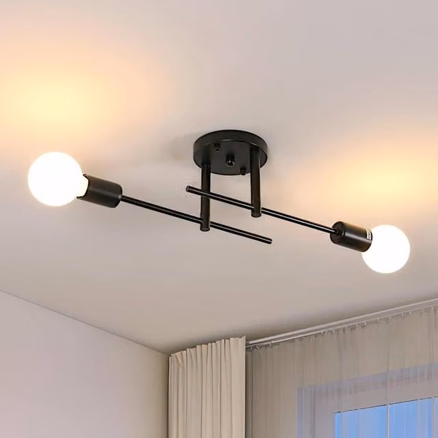 Goeco Vintage Metal Ceiling Light with E27 Socket in Black or Gold/Brass