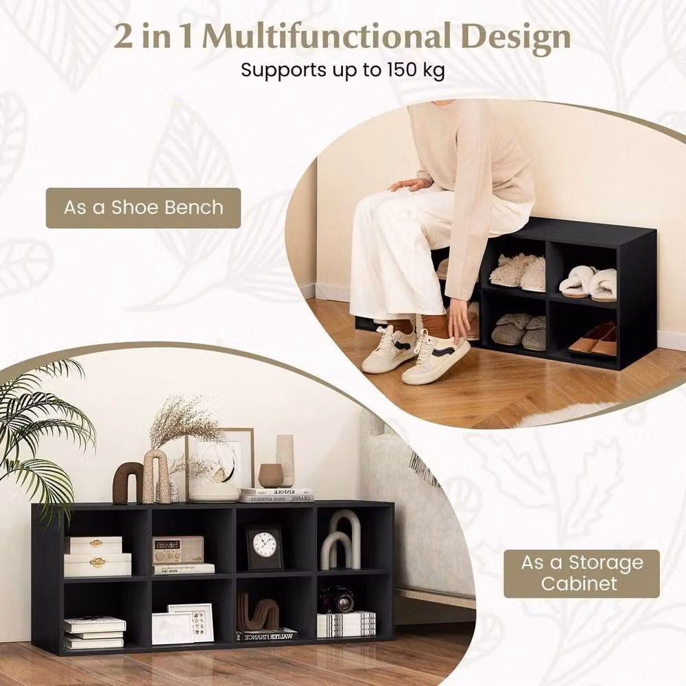 VOGREX Modern Black Matt Freestanding Shoe Storage Cabinet – 4