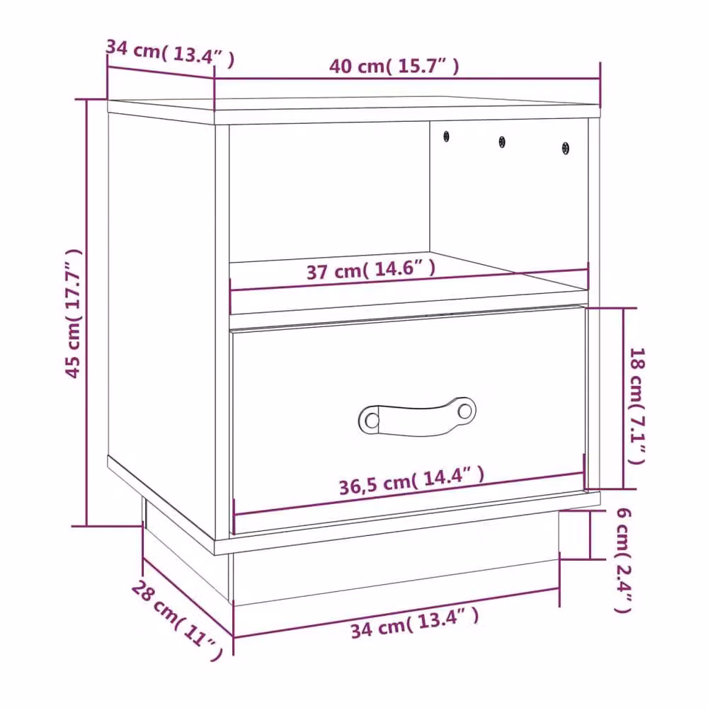 Berkfield Home Set of 2 Rustic Solid Wood Pine Bedside Cabinets, Honey Brown, W: 40 cm, D: 34 cm, H: 45 cm – 6