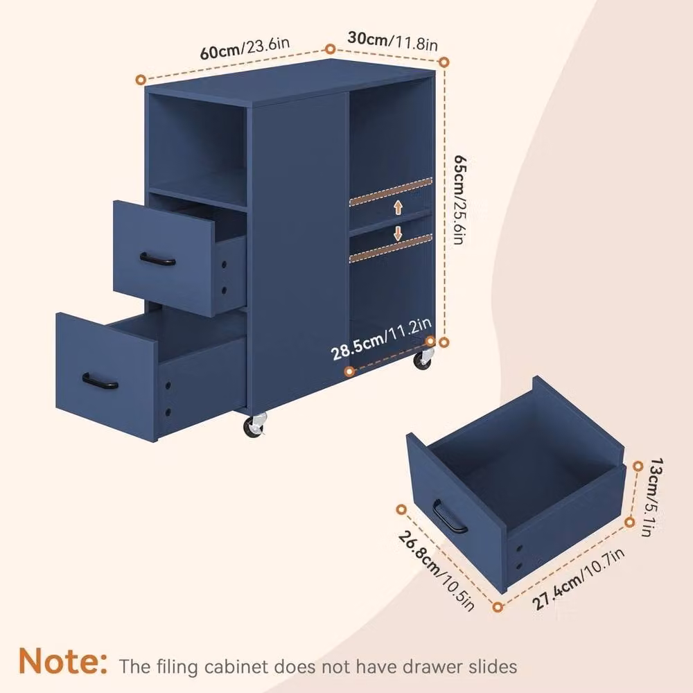 KORVIXA Blue Mobile File Cabinet with Castors – 2