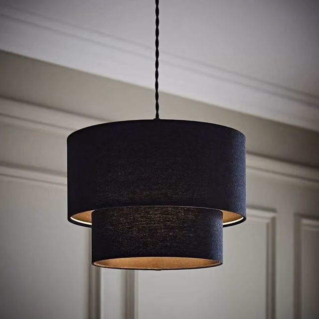 FORGEVIO Modern Black Fabric Cylinder Lamp Shade for Ceiling Lights