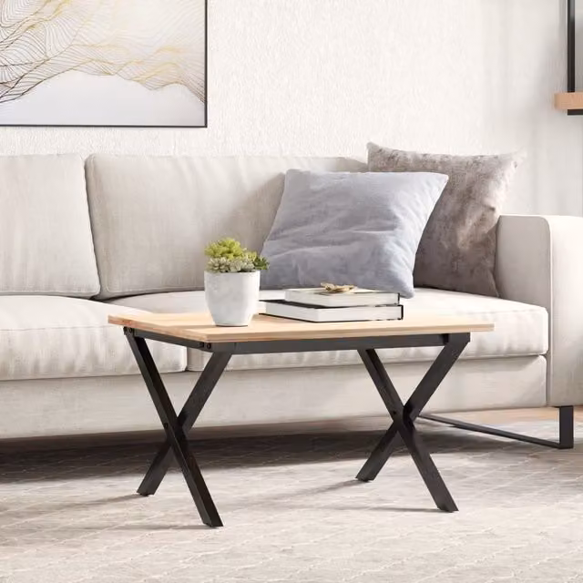 Berkfield Home X-Frame Coffee Table Legs in Black Steel, W/D/H: 50 x 40 x 38 cm