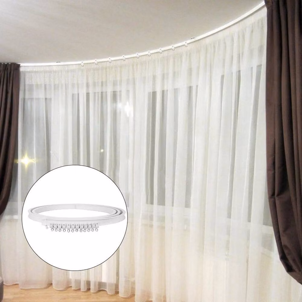 FLAVORA White Flexible Straight Bay Window Curtain Track Rail, 3m – 3