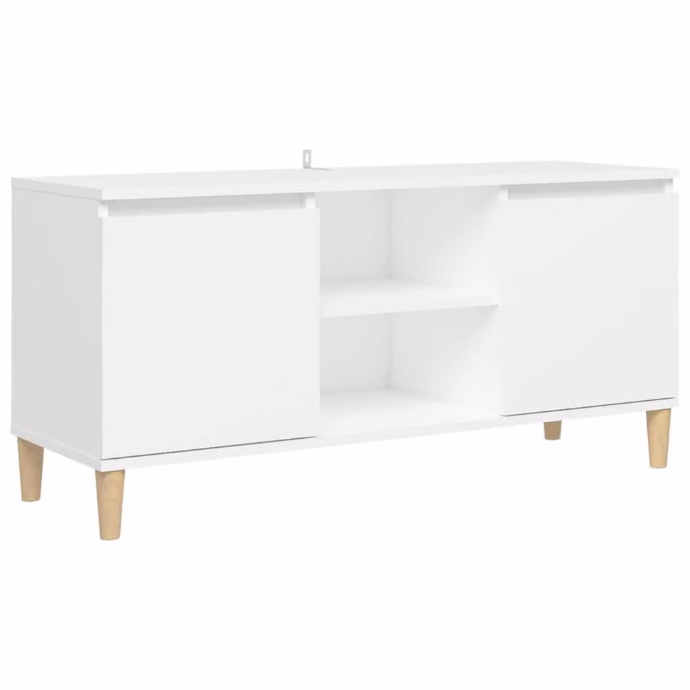 Berkfield Home White TV Cabinet with Solid Wood Legs, W: 103.5 cm, D: 35 cm, H: 50 cm – 2