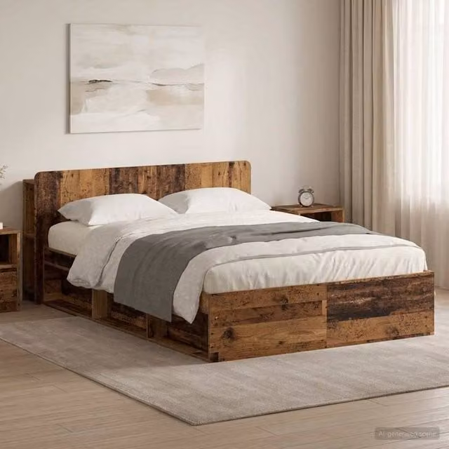 Berkfield Home Modern Bed Frame with Storage Drawers in Brown, W/D/H: 135 x 190 x 80 cm – 1