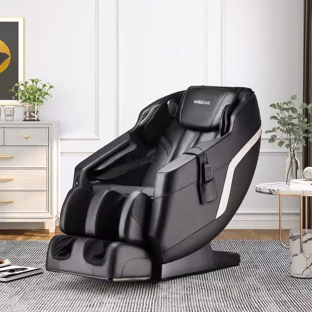 Livingandhome Zero Gravity Full Body Massage Recliner Chair in Black Faux Leather