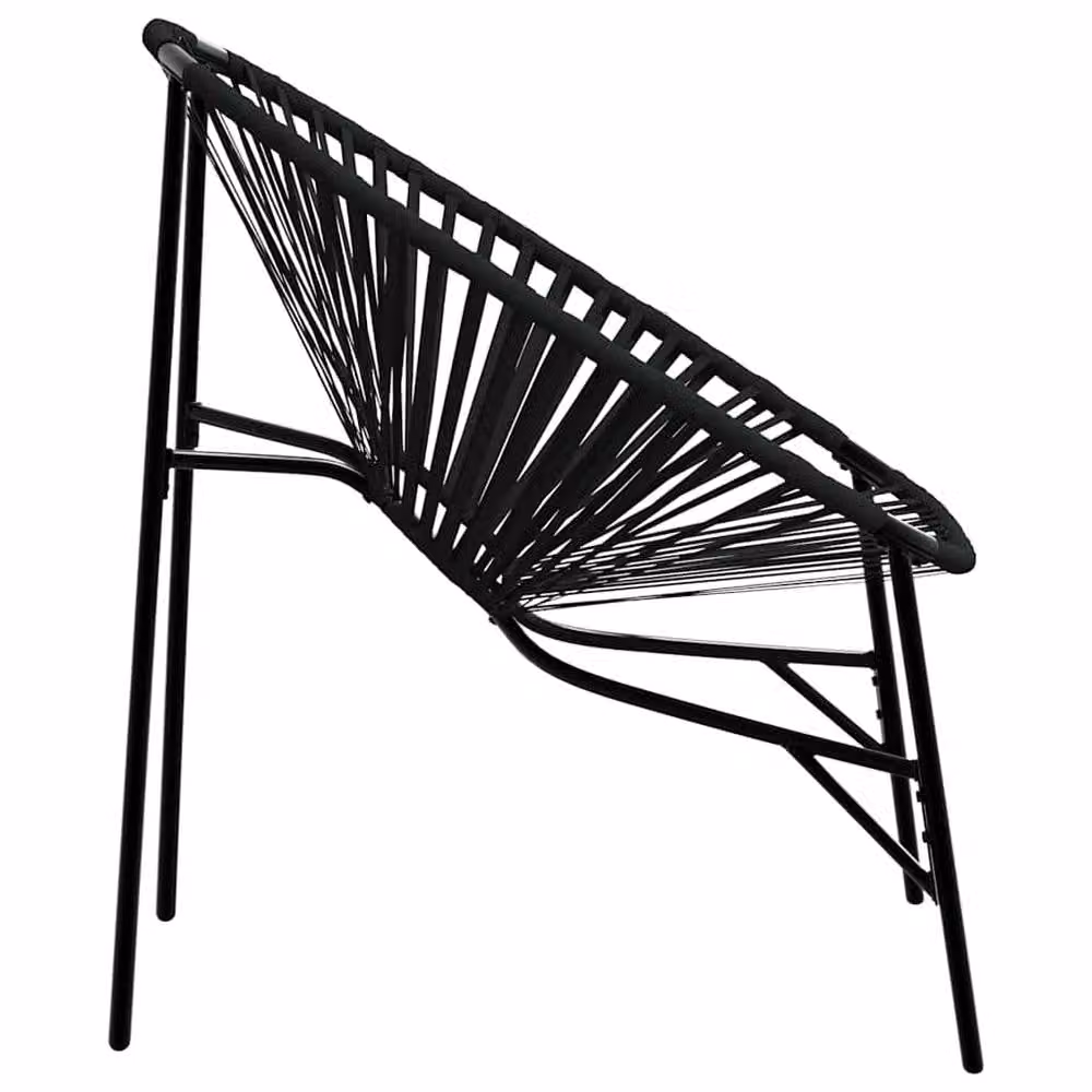 Berkfield Home Modern Black Poly Rattan Garden Egg Lounge Chair with Armrests and Powder Coated Steel Frame – 3