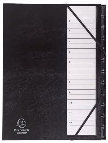 Exacompta Harmonika Multipart File in Black, 12 Numbered Sections for A4 Documents, W: 23.5 cm, H: 33.5 cm – 1