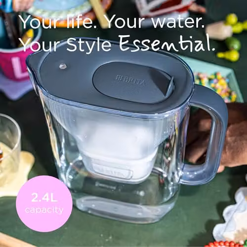BRITA Style Essential Water Filter Jug in Stone Blue, 2.4 l, including 3x MAXTRA PRO Pure Performance Cartridges – 2