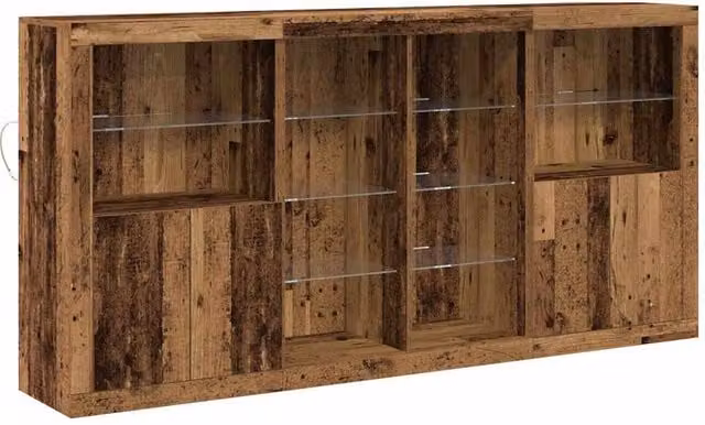 Berkfield Home Rustic Brown Sideboard with Integrated LED Lights, W/D/H: 202 x 37 x 100 cm – 1