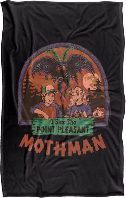 Steven Rhodes I Saw The Mothman Super Soft Fleece Throw Blanket, Multicolour, W/D/H: 152 x 127 cm
