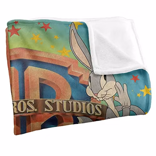 WB Shield Bugs Bunny Silky Touch Super Soft White Throw Blanket, W: 152 cm, D: 127 cm – 2