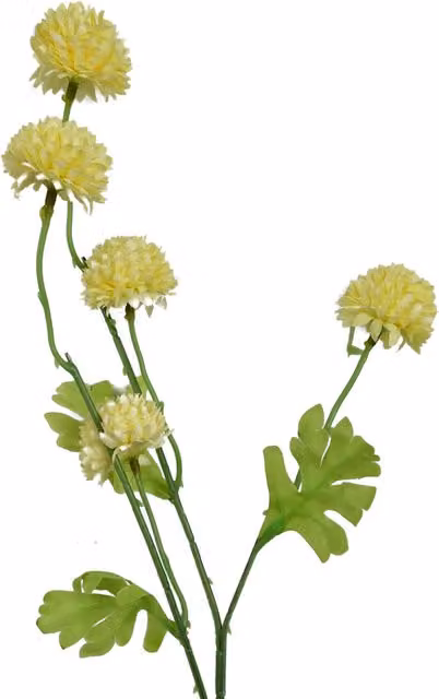 Yellow Dahlia Pompom Artificial Stem Flowers with Leaf