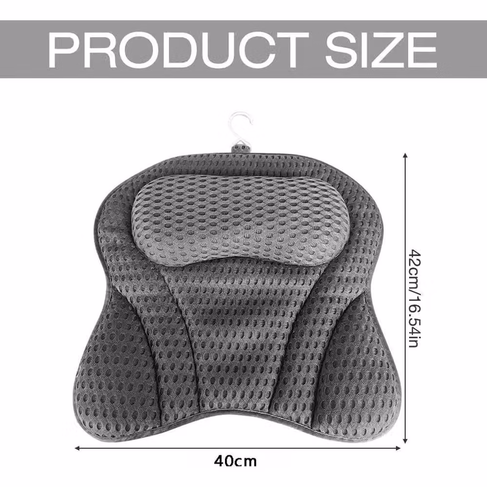 NESTLUNE Luxury Spa Bath Pillow Cushion, Premium Waterproof 4D, Grey – 2