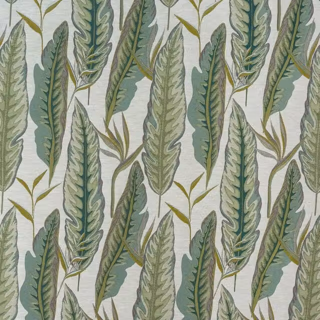 Terrys Nature Floral Cotton Fabric Pampas in Green and White