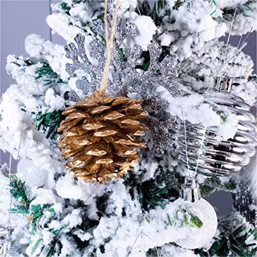 St Helens Home & Garden Gold Tipped Hanging Pine Cone Christmas Decorations, Pack of 6
