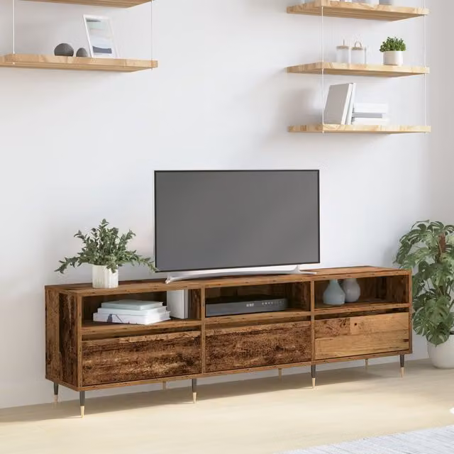 Berkfield Home Rustic TV Cabinet in Brown, W/D/H: 150 x 30 x 44.5 cm – 1