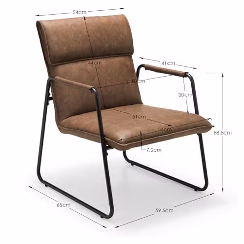 Julian Bowen Gramercy Industrial Accent Chair in Brown and Black, W/D/H: 60 x 73 x 82 cm – 2