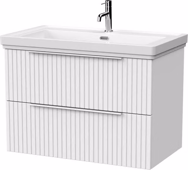 Balterley Callingwood 2 Drawer Vanity and 1TH Fireclay Basin in Matt White, Width: 80 cm