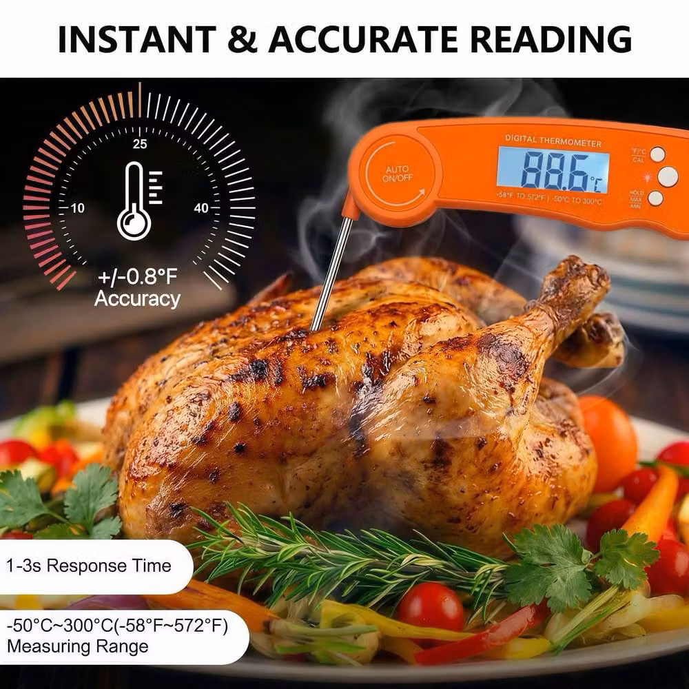 Alivio BBQ Digital Meat Thermometer with Instant LCD Display and Bottle Opener in Orange – 4