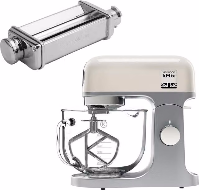 DeLonghi kMix Stand Mixer with 5L Bowl and Sausage Stuffer in Beige