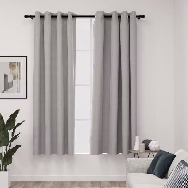 Berkfield Home Linen-Look Blackout Curtains with Eyelets, 2 Pack, Grey, W: 140 cm, H: 175 cm